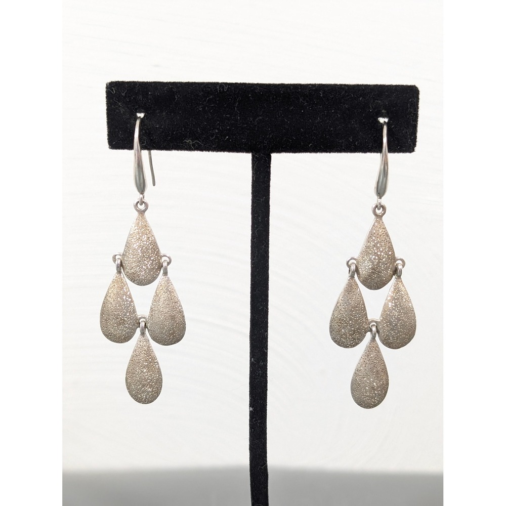 Charles Garnier Peru 925 Sterling Silver Textured Drop‎ Earrings